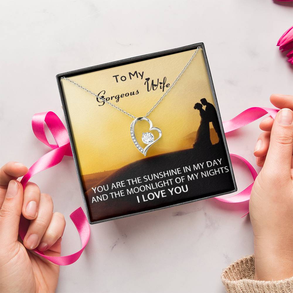 To My Gorgeous Wife - Gift From Husband - 925 Sterling Silver Pendant Forever Love Necklace