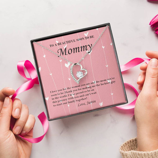 Mom To Be Valentine's Necklace From Justin First Time Mommy Soon To Be Mother Jewelry Pregnant Valentine's Present Forever Love Necklace