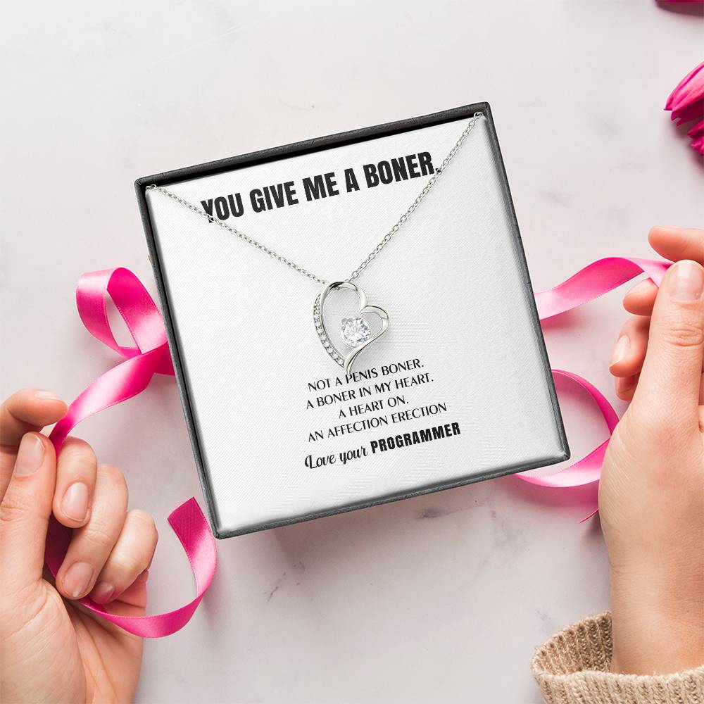You Give Me A Heart Boner An Affection Erection Funny & Sarcastic Love For Her ♥ Mature Best Funny Gag Gifts For Programmer Wife On Special Days Forever Love Necklace