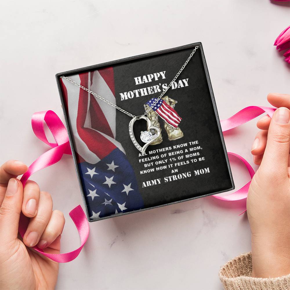 Army Mom Gift Strong Mom Forever Love Necklace