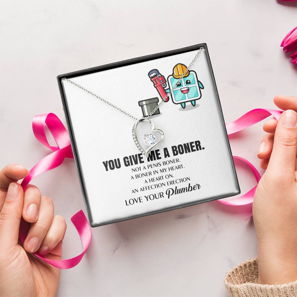 You Give Me A Heart Boner An Affection Erection Funny & Sarcastic Love For Her ♥ Mature Gag Plumber's Wife Funny Gift 1 Forever Love Necklace