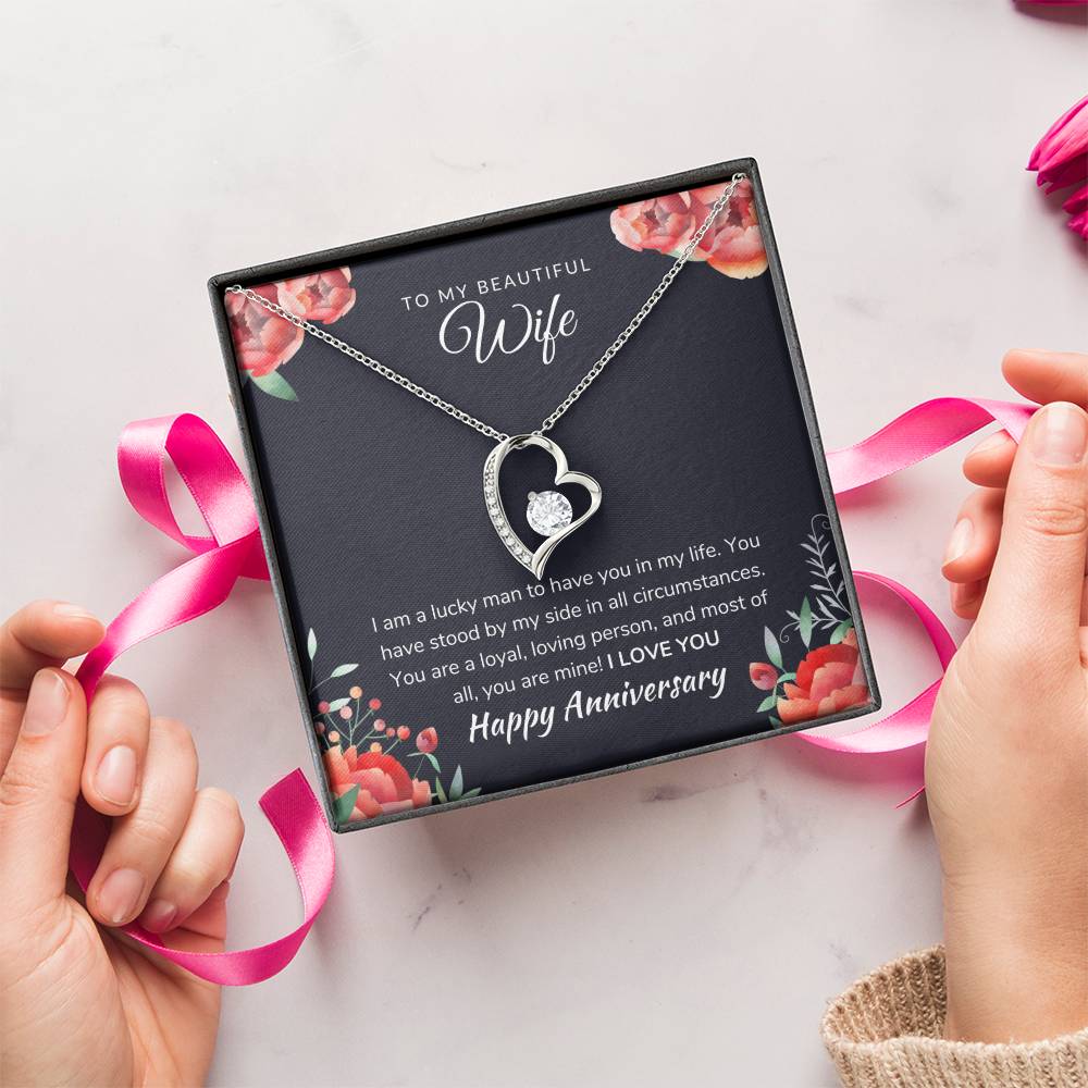 To My Beautiful Wife Anniversary Necklace Forever Love Necklace