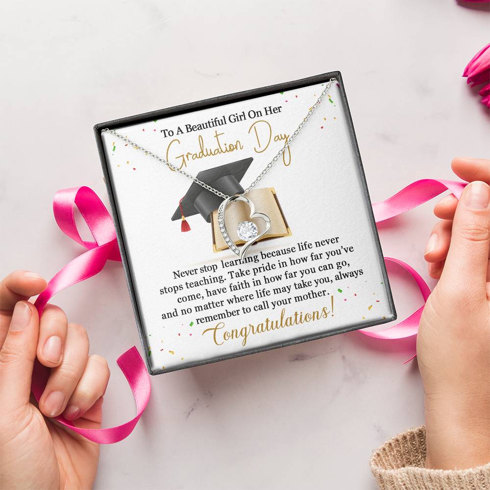 To A Beautiful Girl On Her Graduation Day. Congratulation!!! Forever Love Necklace