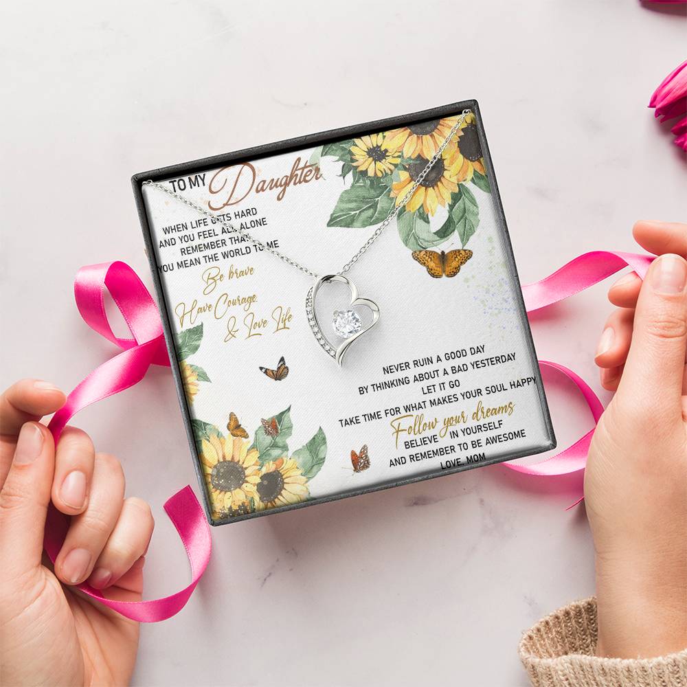 To My Daughter Believe In Yourself And Remember To Be Awesome Daughter Birthday Gift Daughter Necklace Mom To Daughter Necklace Forever Love Necklace
