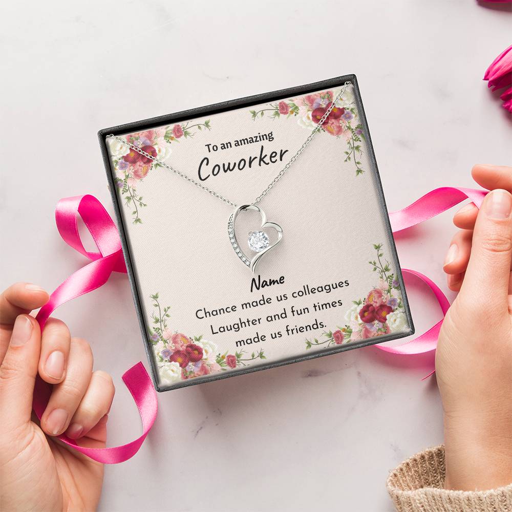 Heart Coworker Leaving Chance Made Us Colleagues White + Gold 1 Forever Love Necklace