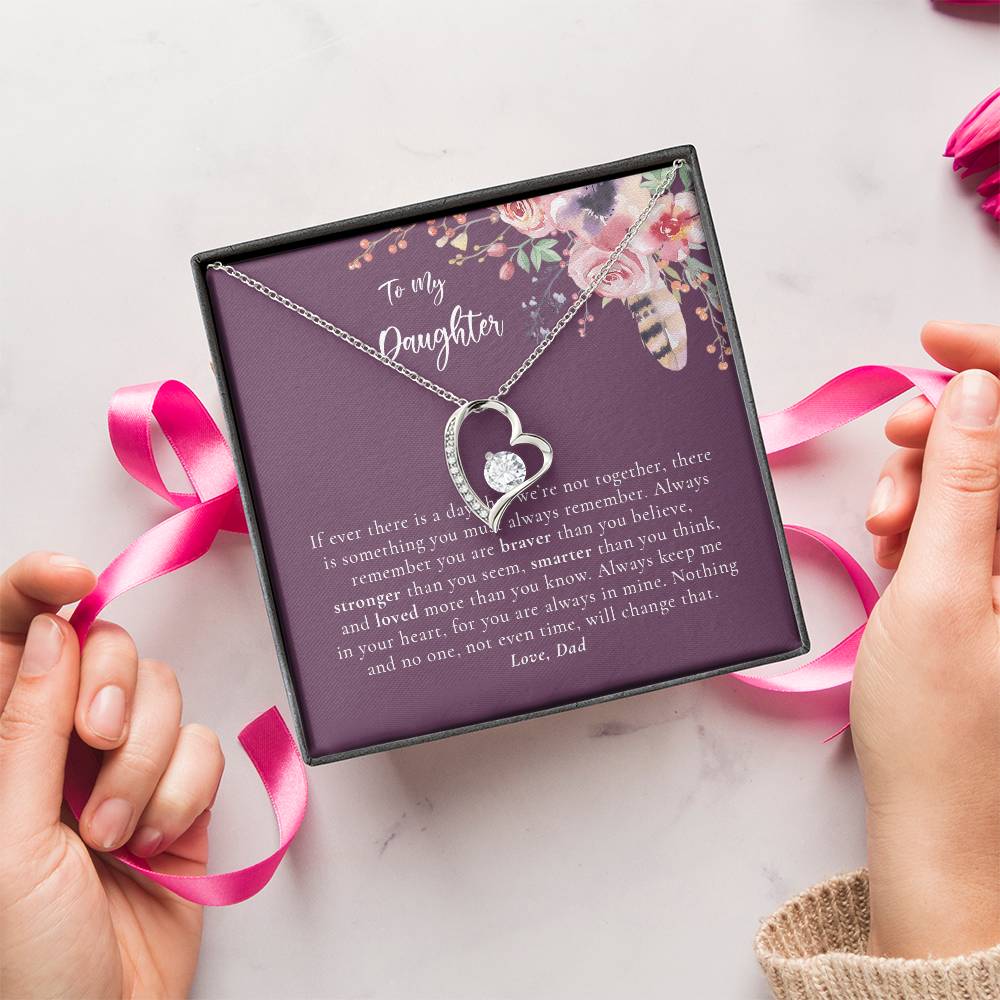 Daughter - Dad - Pruple - Gold Forever Love Necklace
