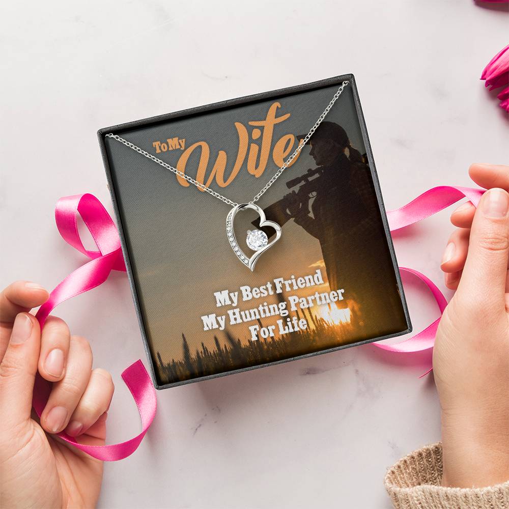 My Wife My Hunting Partner For Life Christmas Or Birthday Gift For The Woman Who Hunts To My Wife Necklace Anniversary Gift For Wife Forever Love Necklace