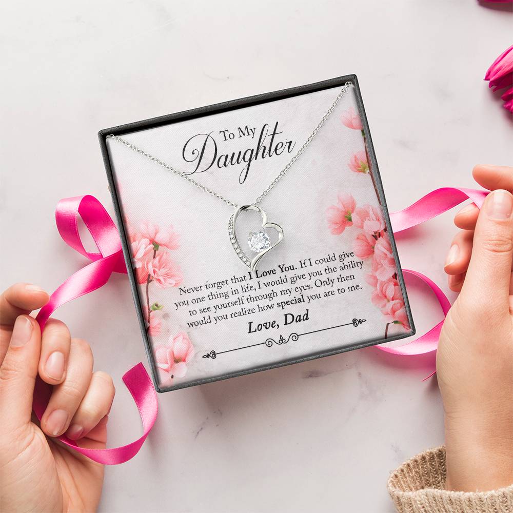 To My Daughter Never Forget That I Love You Gift Heart Necklace Forever Love Necklace