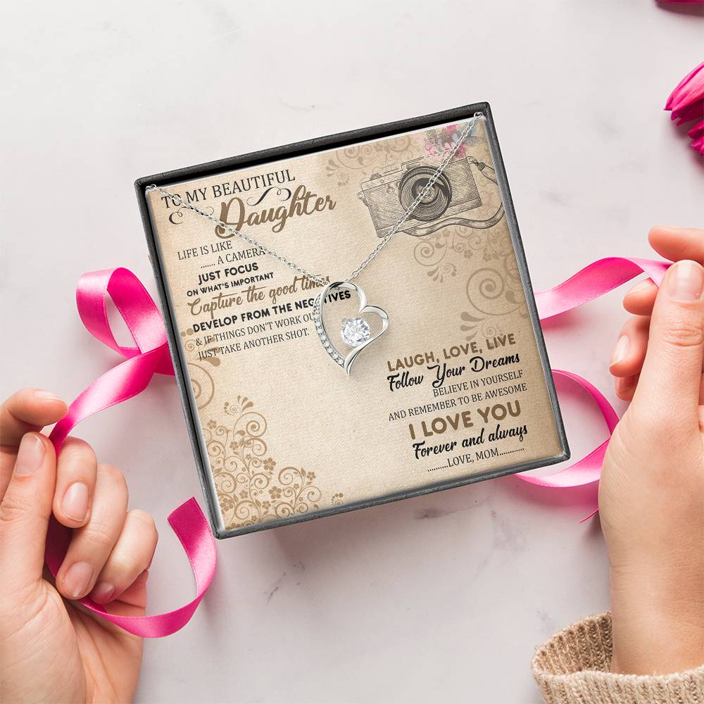 To My Beautiful Daughter Straighten Your Crown Necklace Mom Daughter Necklace Daughter Birthday Gift Daughter Graduation Forever Love Necklace