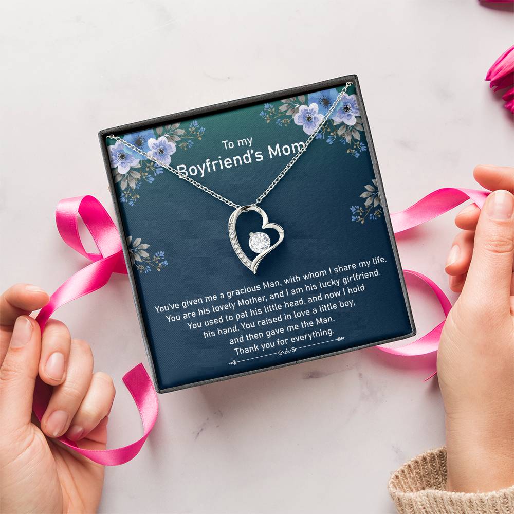 To My Boyfriend's Mom Necklace Mother In Law Jewelry Gift For Christmas Birthday & Mother's Day Forever Love Necklace