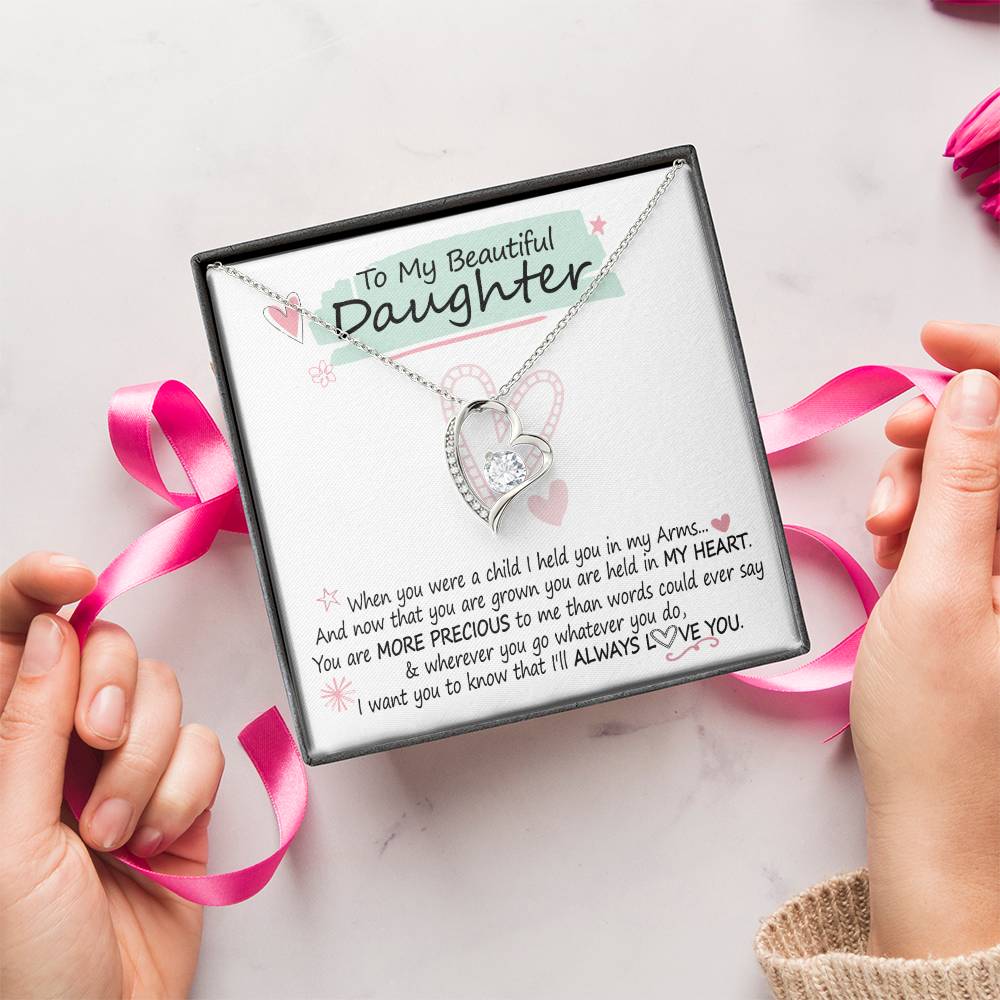 A Gift For Daughter More Precious To Me Forever Love Necklace