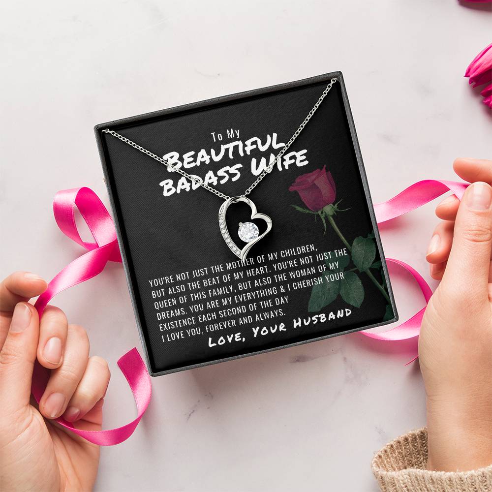 To My Beautiful Badass Wife Necklace Forever Love Necklace