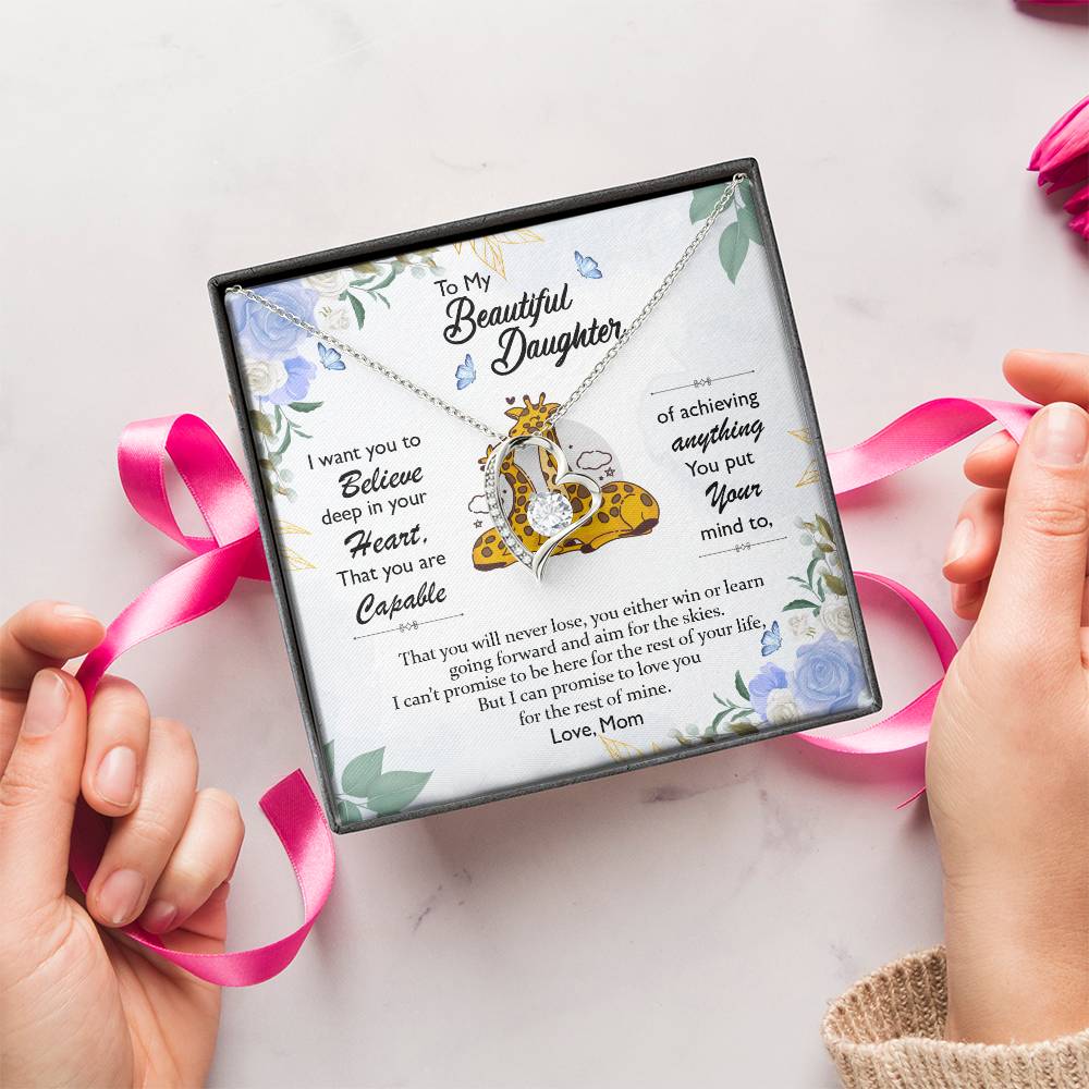 To My Daughter Giraffe Necklace Gift From Mom Birthday Gift For Daughter Sentimental Gift For Teenage Daughter Jewelry For Forever Love Necklace