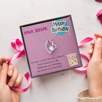 Dear Sister Happy Birthday 925 Sterling Silver Pendant 1 Forever Love Necklace