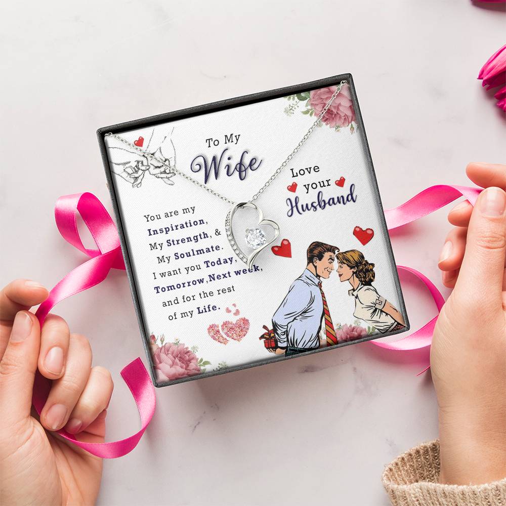 Wife Birthday Necklace Husband To Wife Necklace Necklace Present For Wife Jewelry For My Wife Forever Love Necklace