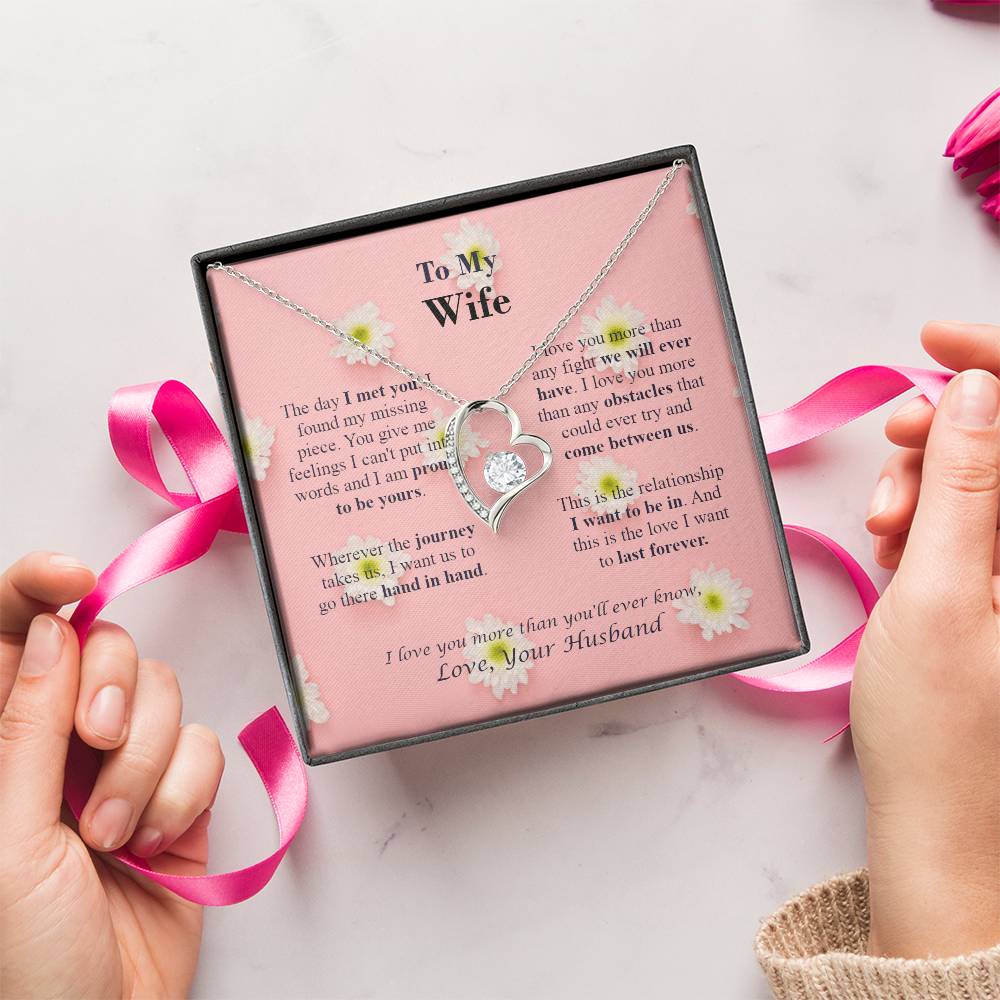 To M Y Wife - Forever Necklace -  Love Your Husband - Pink Daisy Forever Love Necklace