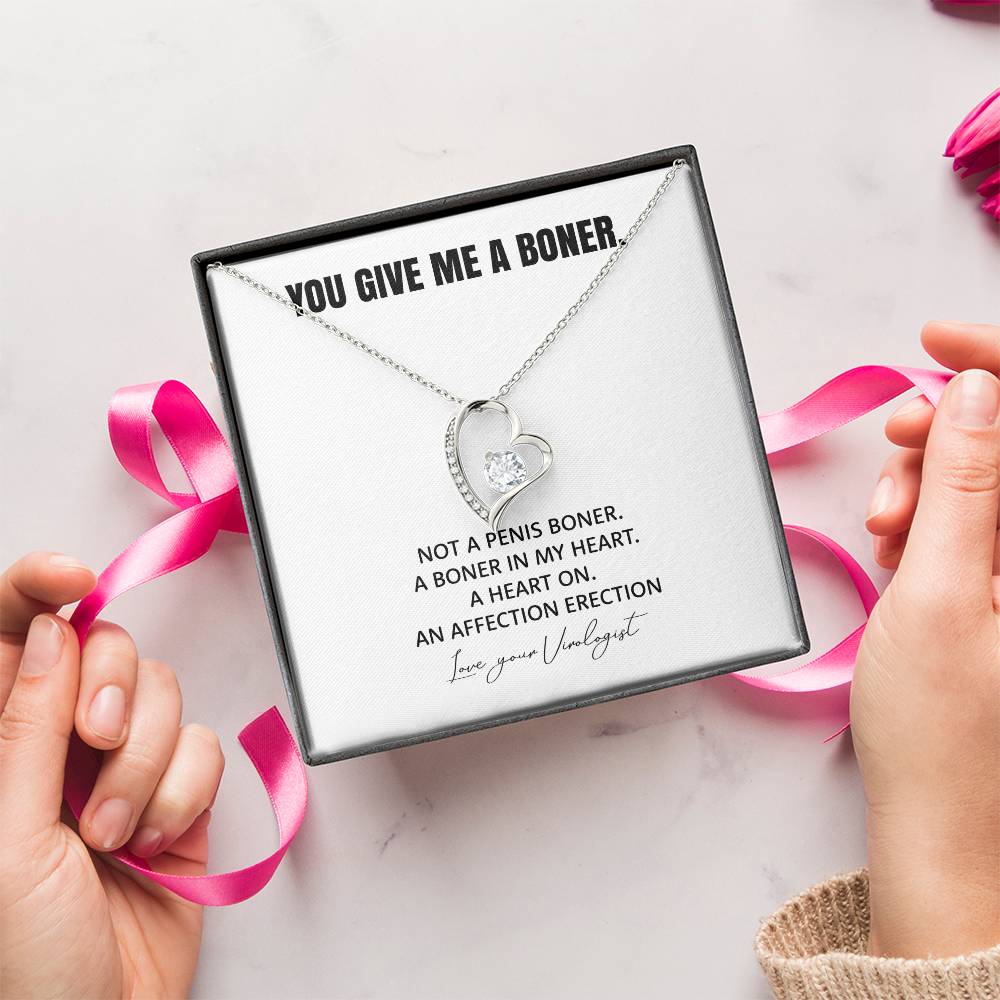 You Give Me A Heart Boner An Affection Erection Funny & Sarcastic Love For Her ♥ Mature Best Funny Gag Gifts For Virologist Wife On Special Days Forever Love Necklace
