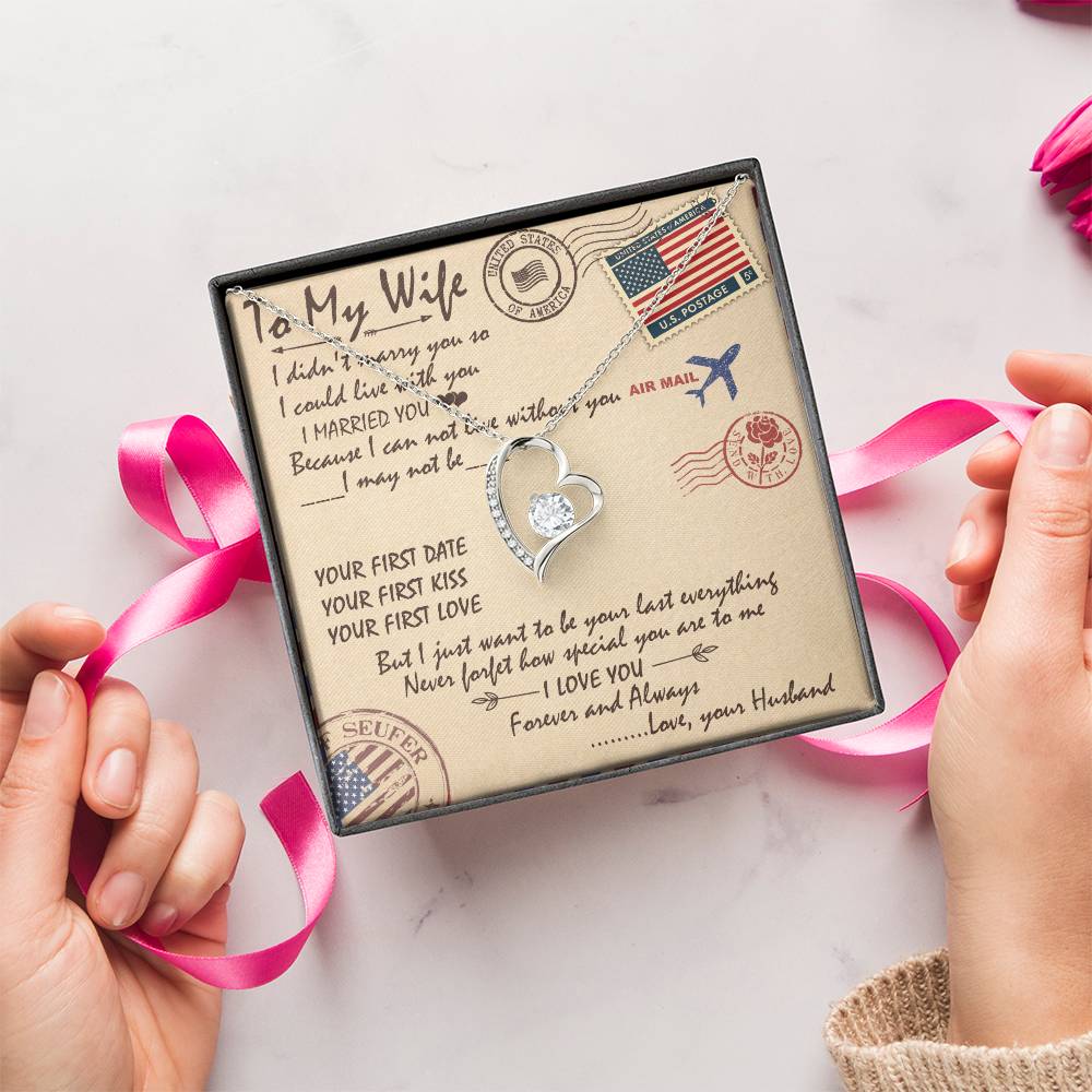 To My Wife Forever Love Necklace - Forever Love To My Wife Necklace From Husband Anniversary Gift For Wife Forever Love Necklace