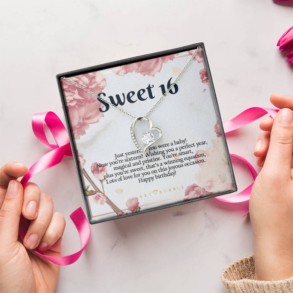 16th Birthday Gift Girl Sweet Sixteen Necklace Jewelry For 16th Sweet Sixteen Birthday Jewelry Gift For Daughter Niece Bff Forever Love Necklace