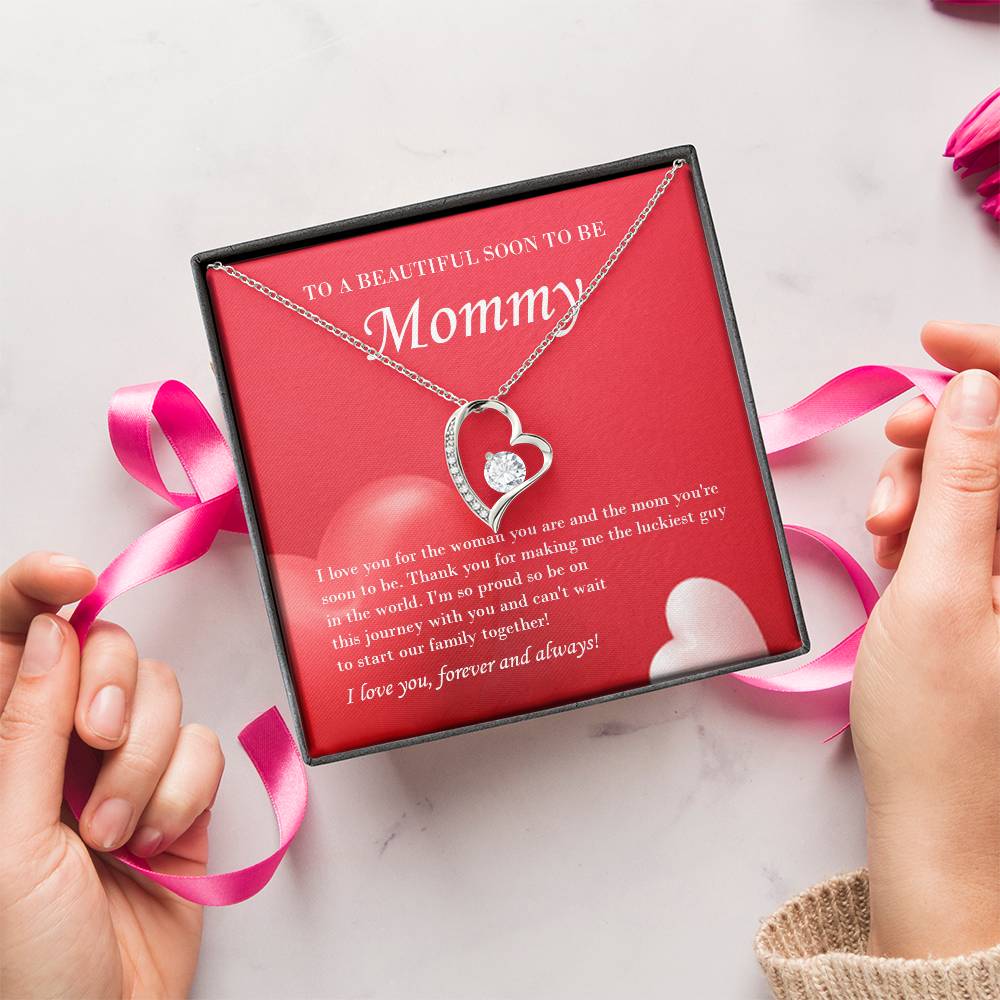 Mom To Be Valentine's Necklace From Baby Bump And Husband First Time Mommy Soon To Be Mother Jewelry Pregnant Valentine's Present Forever Love Necklace