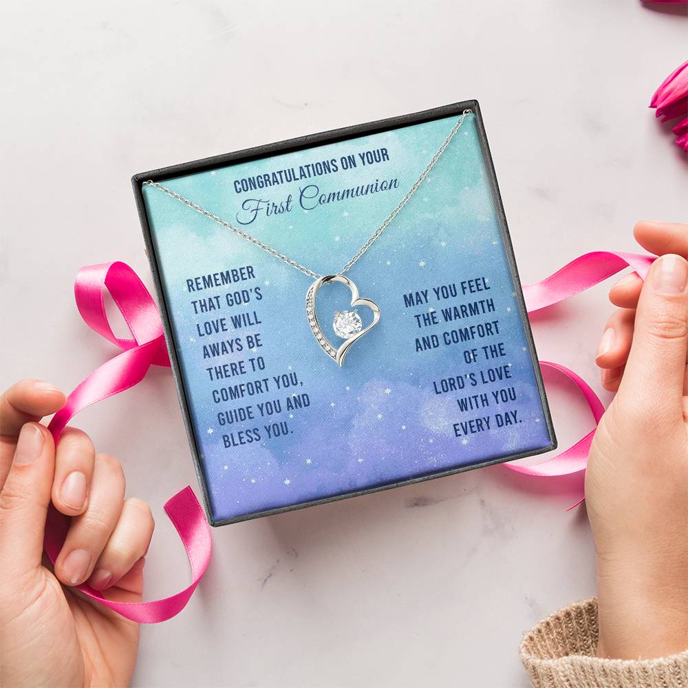Congratulations On Your First Communion Remember That God's Love Will Aways Be There To Comfort You Guide You And Bless Necklace Forever Love Necklace