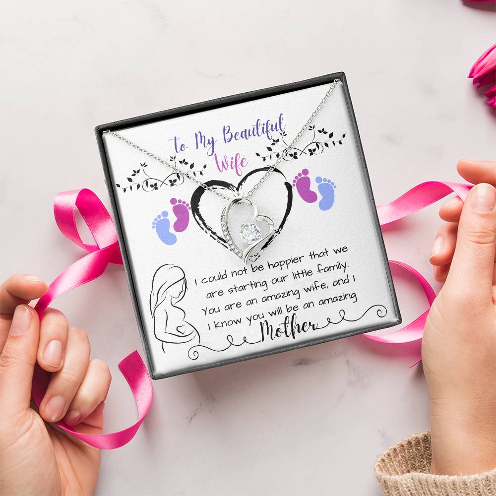 To My Beautiful Wife Soon To Be Mom Forever Love Necklace Forever Love Necklace