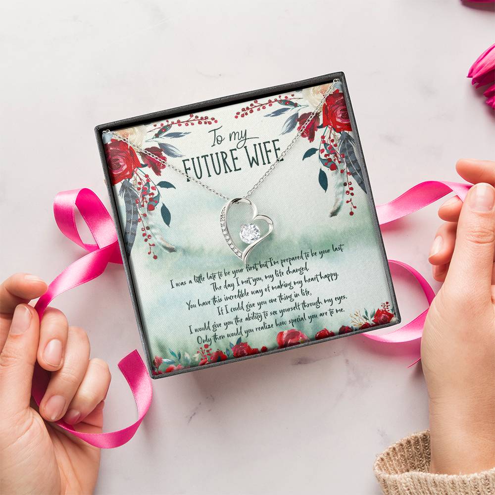 To My Future Wife Heart Necklace With Customize Romantic Message Card Forever Love Necklace