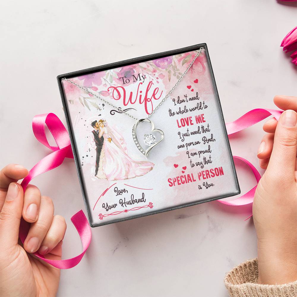 To My Wife Necklace Love Your Husband Anniversary Birthday Valentine's Day Gifts For Lineman's Wife Lineman's Wife Gifts Forever Love Necklace