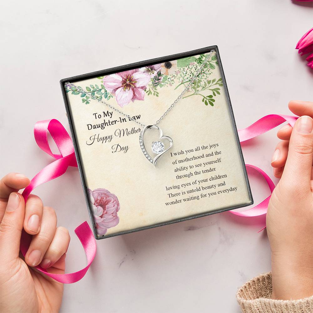 To My Daughter In Law Mother's Day Gift For Daughterinlaw New Mom Necklace Daughter Gift For Happy Mother's Day Forever Love Necklace