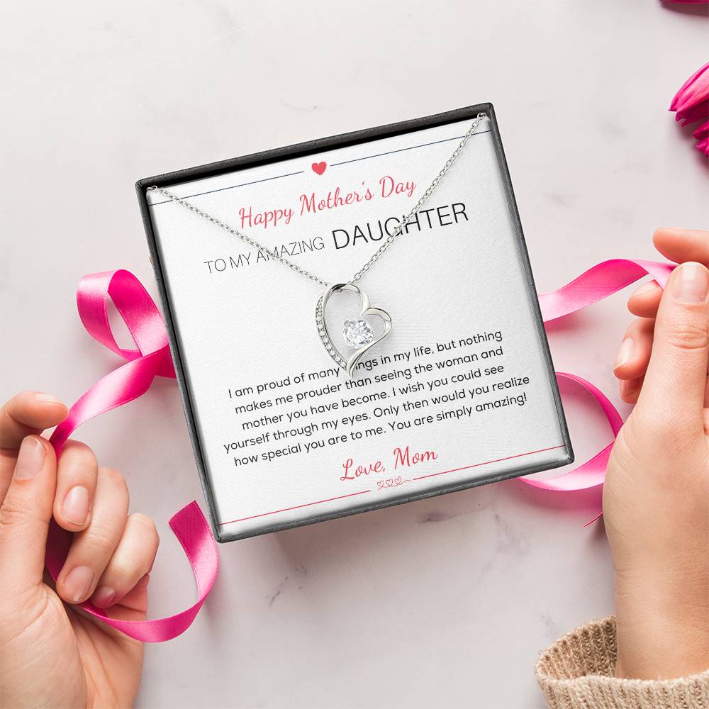 To My Amazing Daughter Necklace Happy Mother's Day Gift For Daughter From Mom Mother's Day Necklace For Daughter Amazing Daughter Necklace From Dad Forever Love Necklace