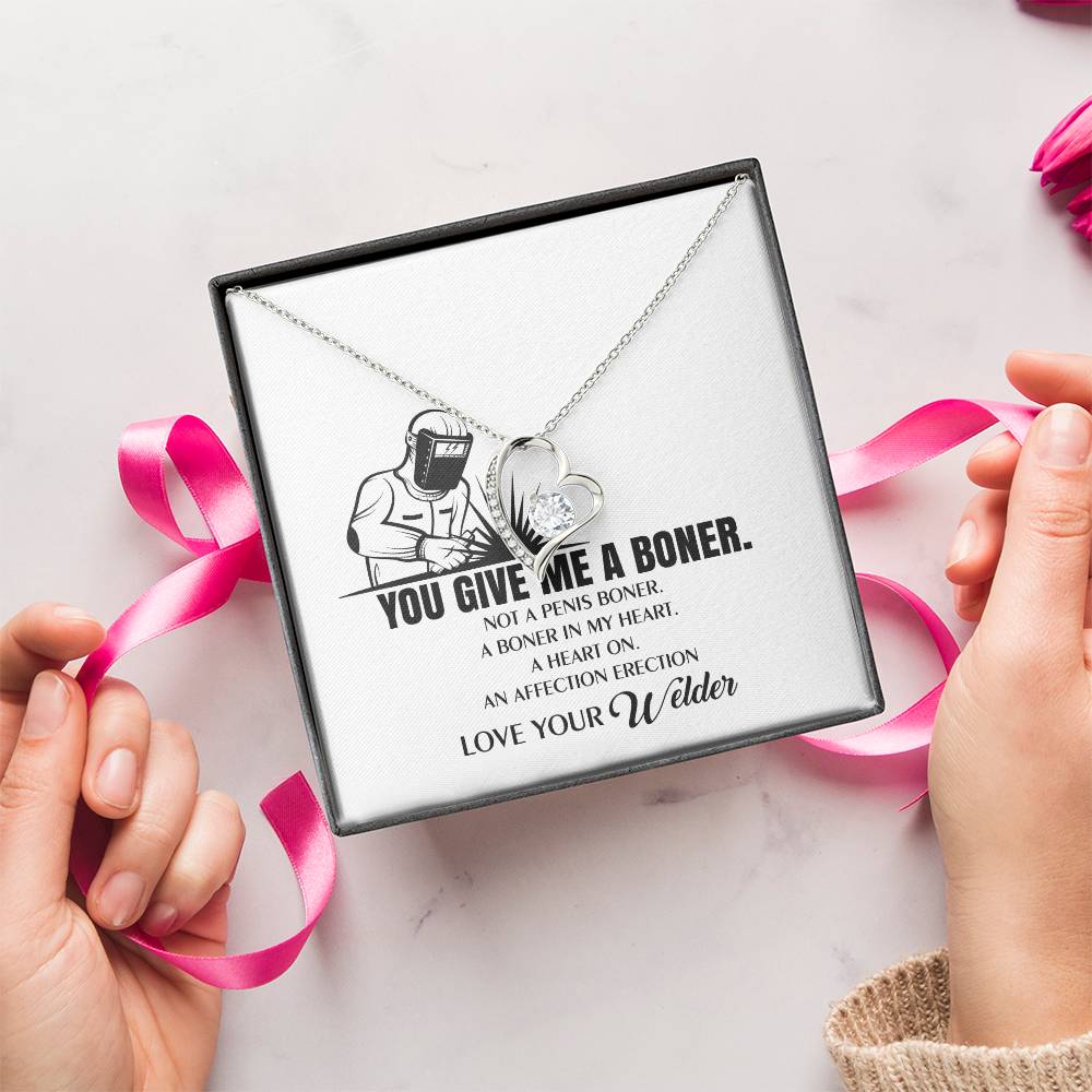 You Give Me A Heart Boner An Affection Erection Funny & Sarcastic Love For Her Mature Gift ♥ Gift For Welder's Wife Necklace Forever Love Necklace