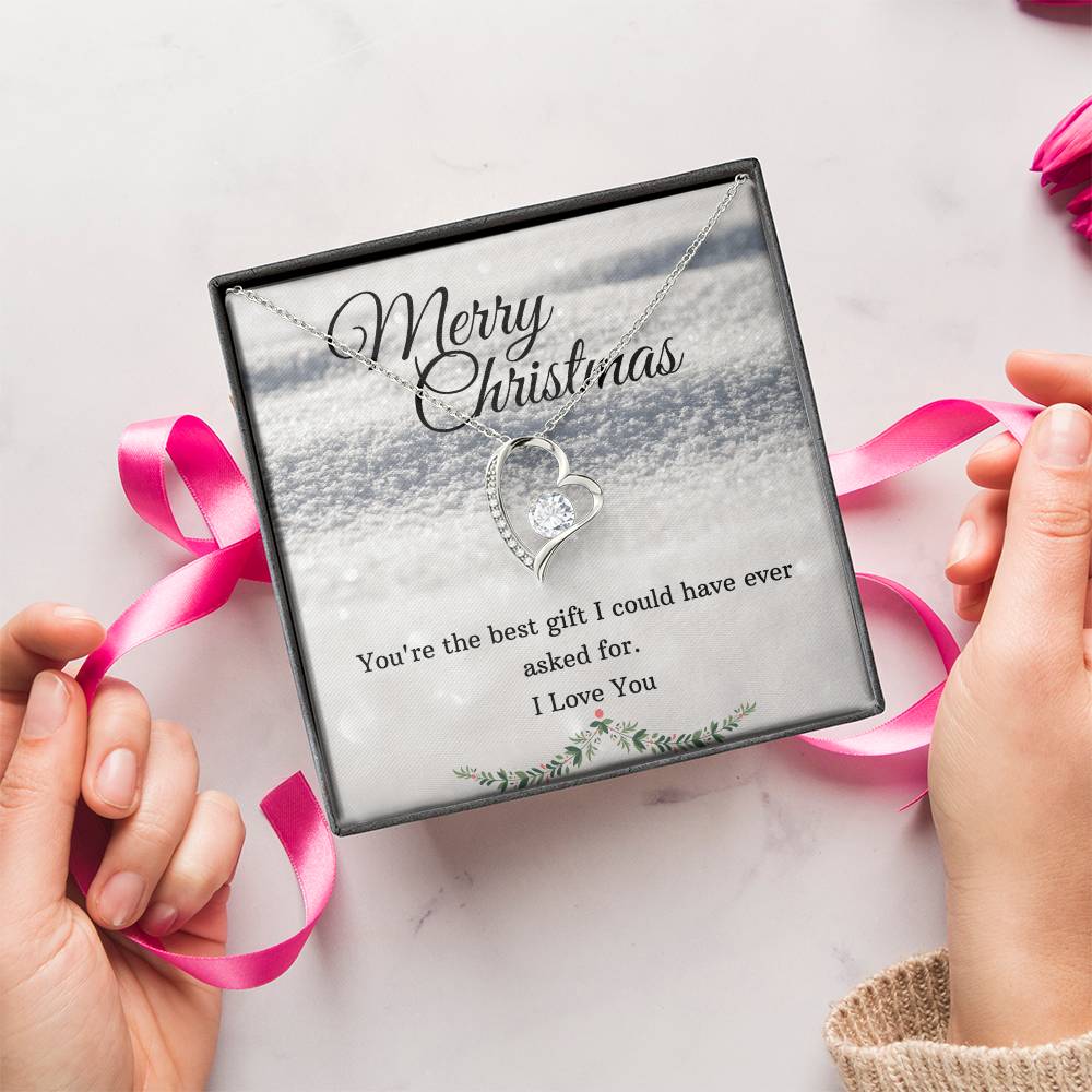 Merry Christmas Heart Necklace Forever Love Necklace
