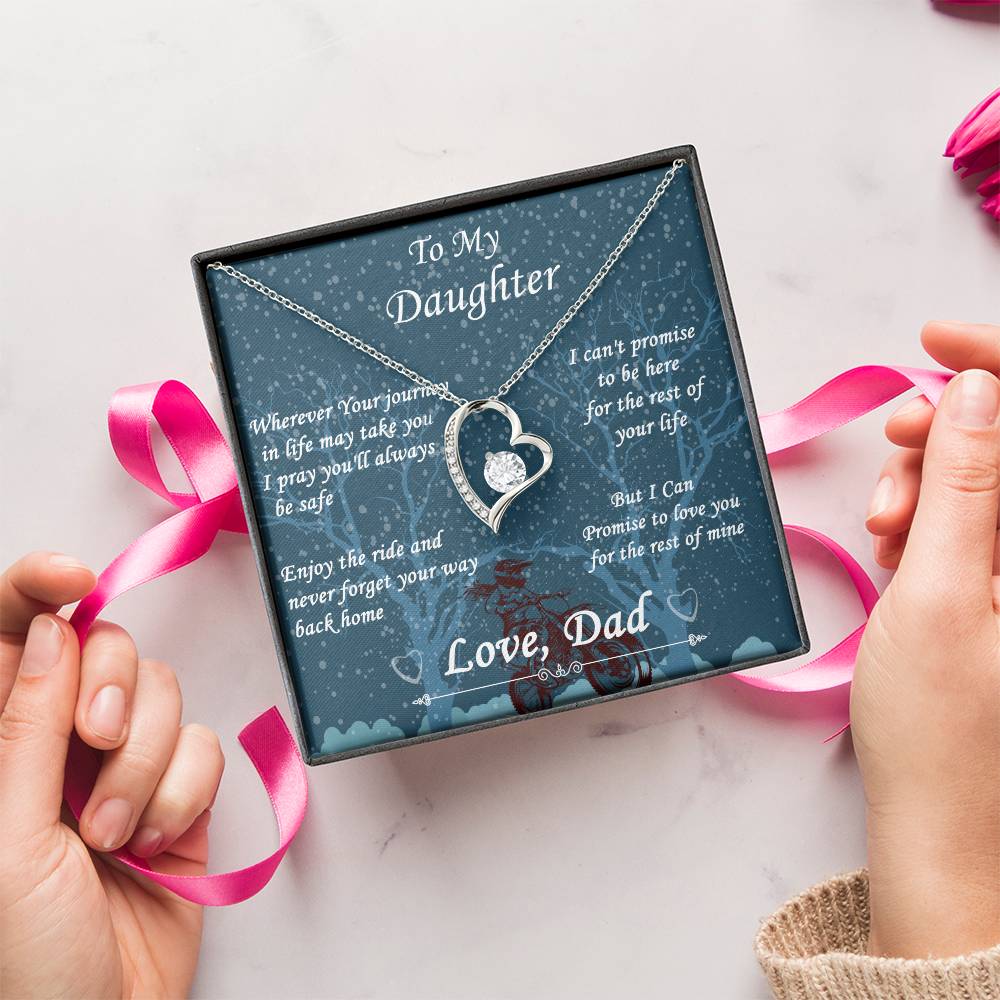 Wherever Your Journey Biker Daughter Forever Love Necklace