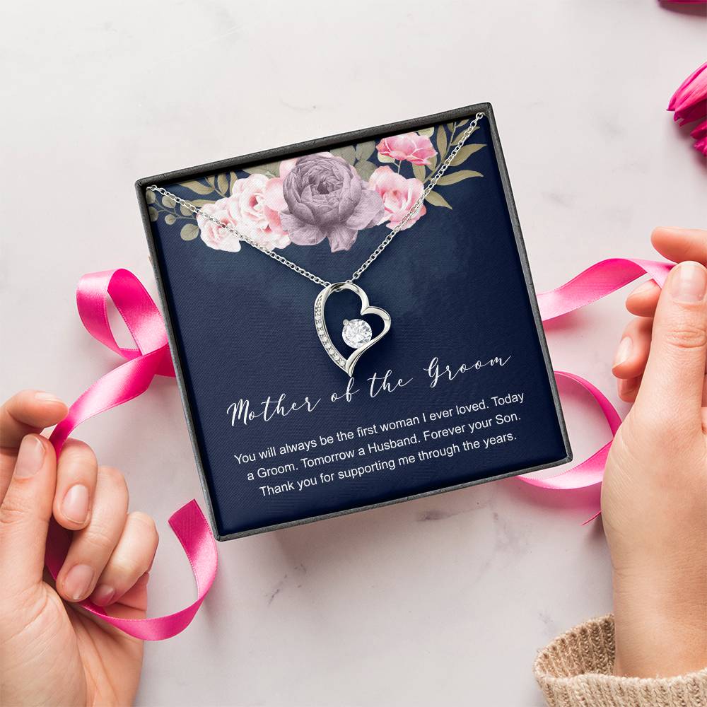 Mother Of The Groom Gift Necklace Wedding Gift Bridal Party Rehearsal Dinner Man Of My Dreams Parent Of Groom Forever Love Necklace