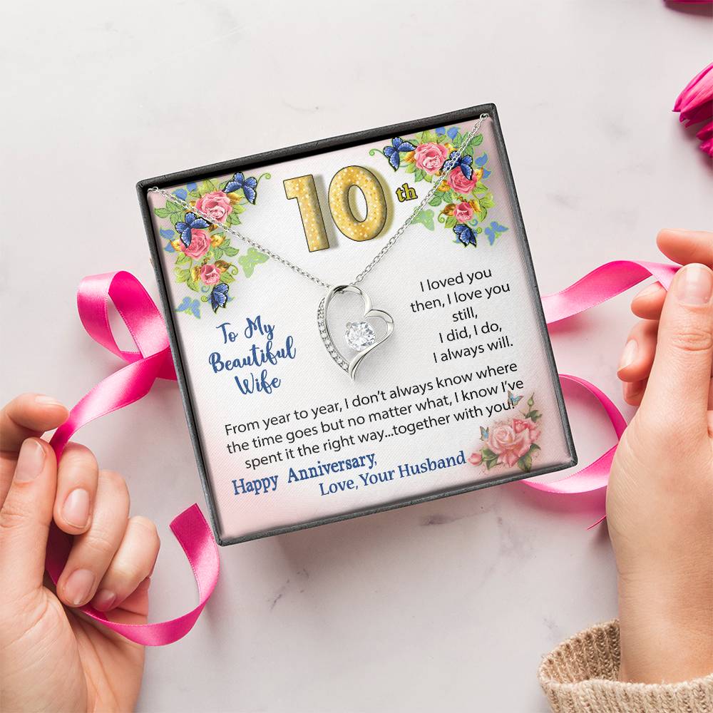 10th Anniversary Necklace Gift To Wife Forever Love Necklace