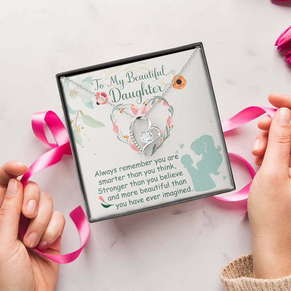 To My Beautiful Daughter Necklace To Daughter From Mom Mom And Daughter Gift Valentine's Mother's Day Daughter Forever Love Necklace