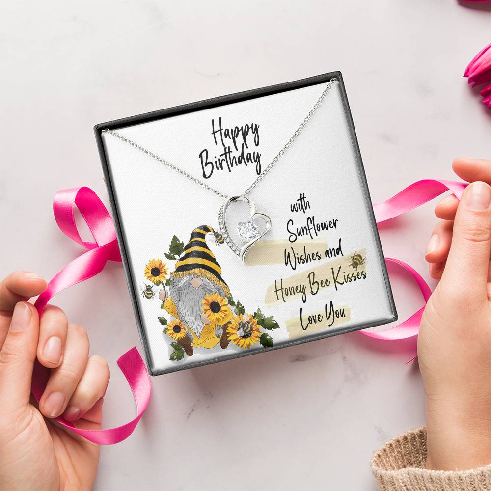 Happy Birthday Necklace With Sunflower Gnome Care Forever Love Necklace