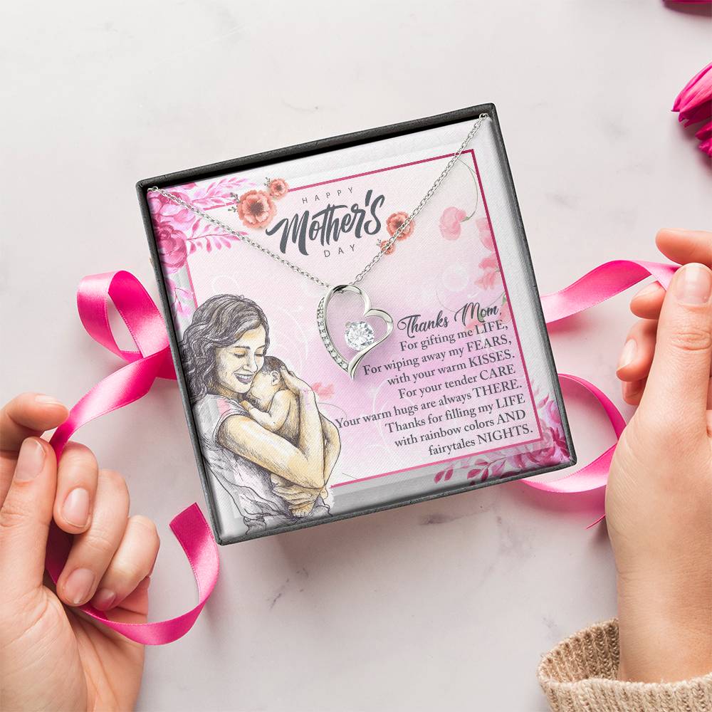 Thanks Mom For Gifting Me Life - Forever Love Necklace Forever Love Necklace