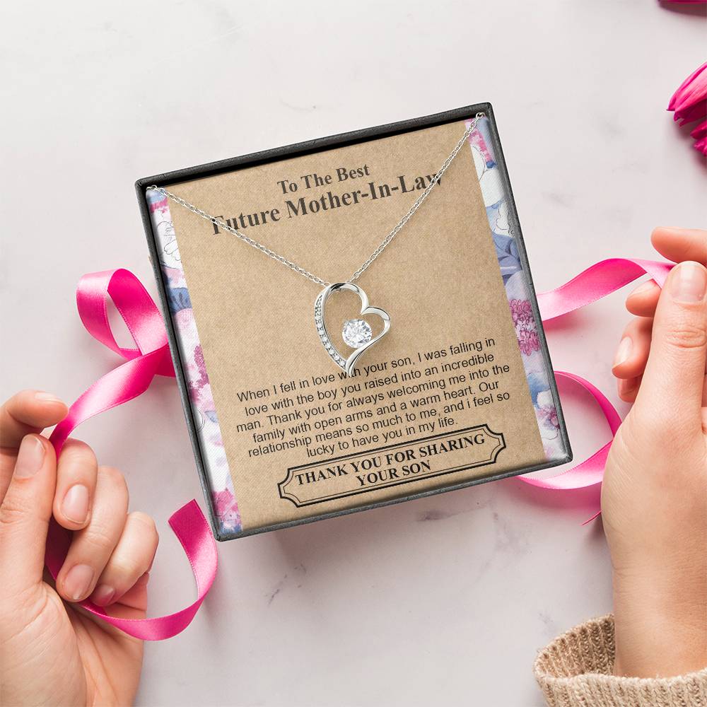 To The Best Future Motherinlaw Thank You For Always Welcoming Me Into The Family With Open Arms And A Warm Heart Wedding Necklace Mothers Day Forever Love Necklace