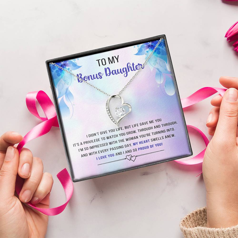 Best Gift For Bonus Daughter Message Card With Necklace Jewelry Gift Christmas Gifts For Daughter From Mom Forever Love Necklace