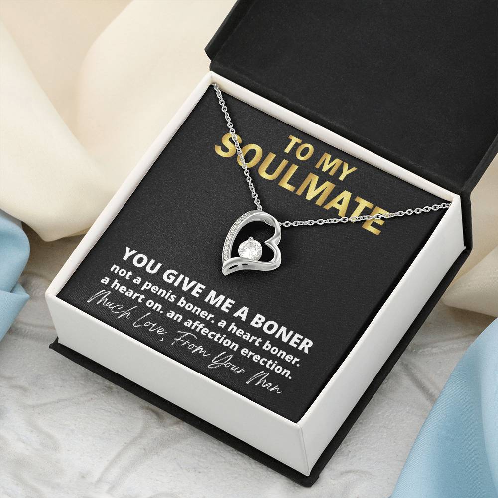 This Dazzling Forever Love Necklace ♥  You Give Me A Heart Boner An Affection Erection Pendant Necklace Funny & Sarcastic Love For Her Mature Gift Forever Love Necklace