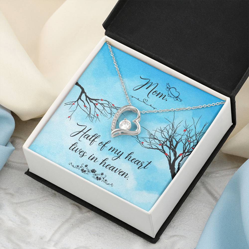Mom Half Of My H Heart Lives In Heaven Forever Love Necklace