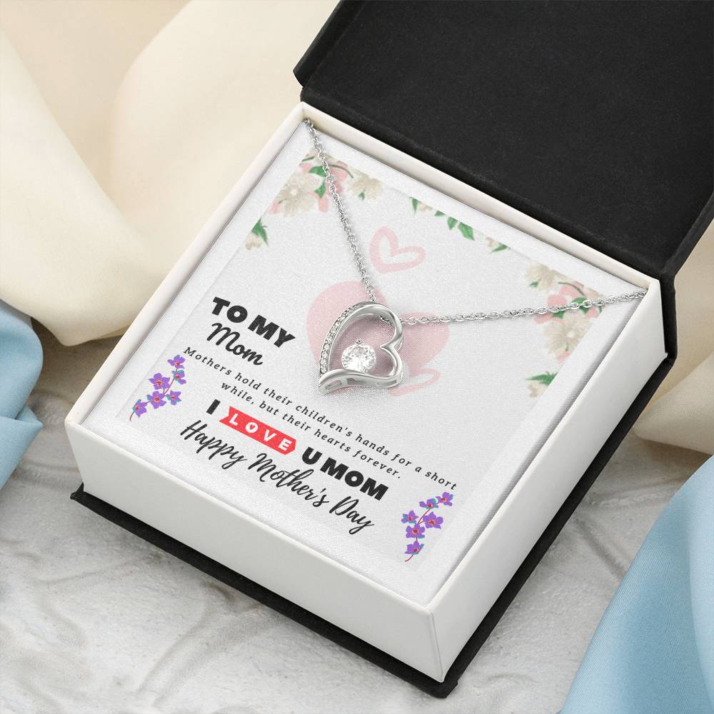 To Mom -14K White Gold Necklace - Mother's Day Gift Forever Love Necklace