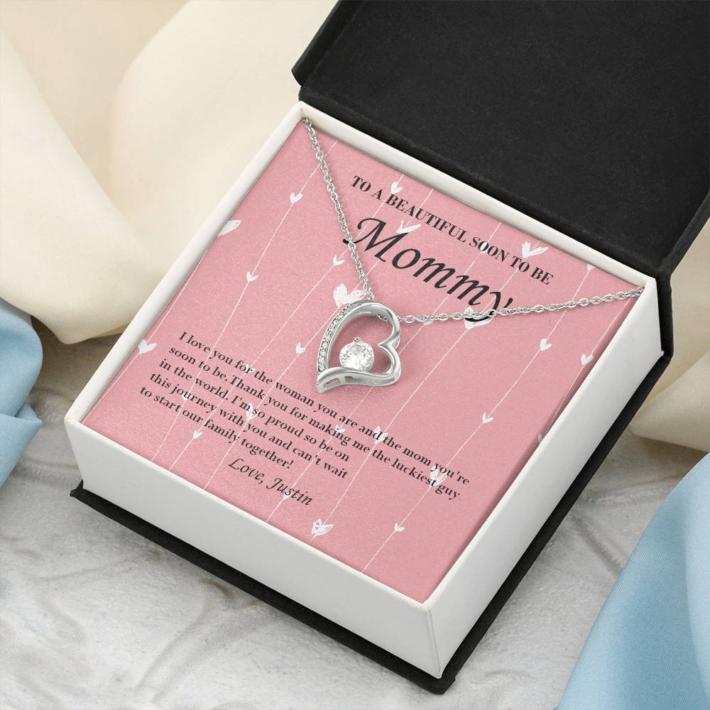 Mom To Be Valentine&#39;s Necklace From Justin First Time Mommy Soon To Be Mother Jewelry Pregnant Valentine&#39;s Present Forever Love Necklace