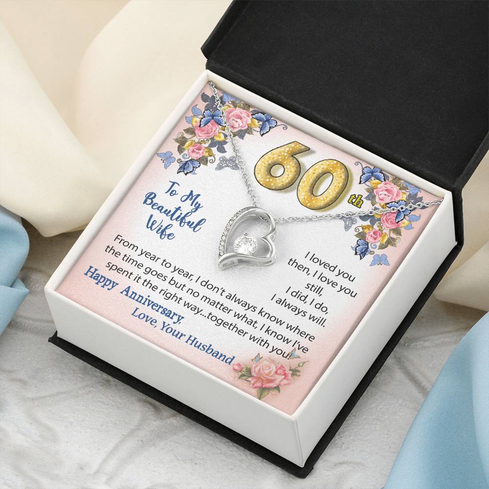 60Th Anniversary Heart Necklace Gift To Wife Forever Love Necklace