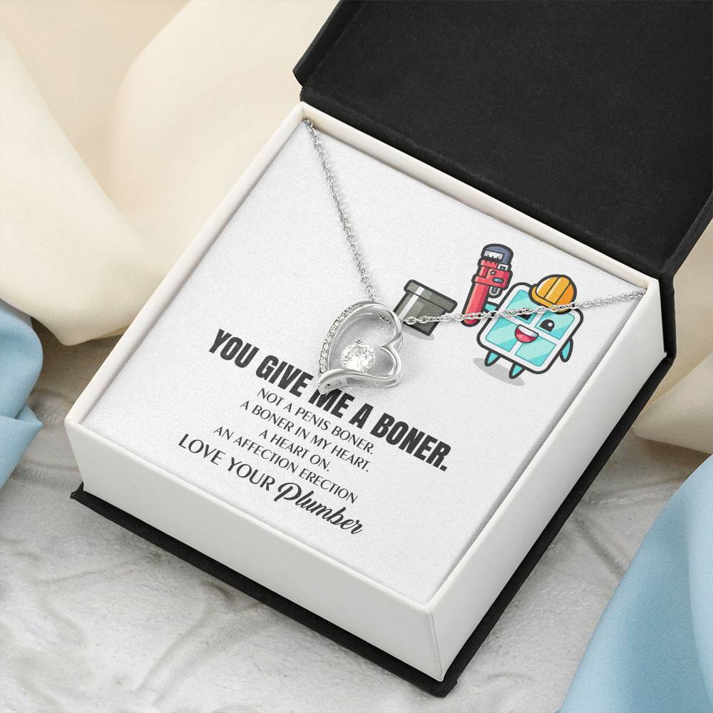 You Give Me A Heart Boner An Affection Erection Funny &amp; Sarcastic Love For Her ♥ Mature Gag Plumber&#39;s Wife Funny Gift 1 Forever Love Necklace