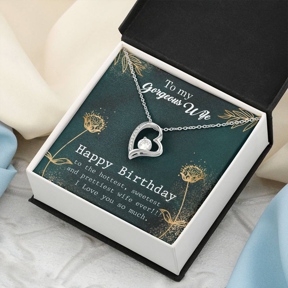 To My Gorgeous Wife - Happy Birthday - 925 Sterling Silver Pendant Forever Love Necklace