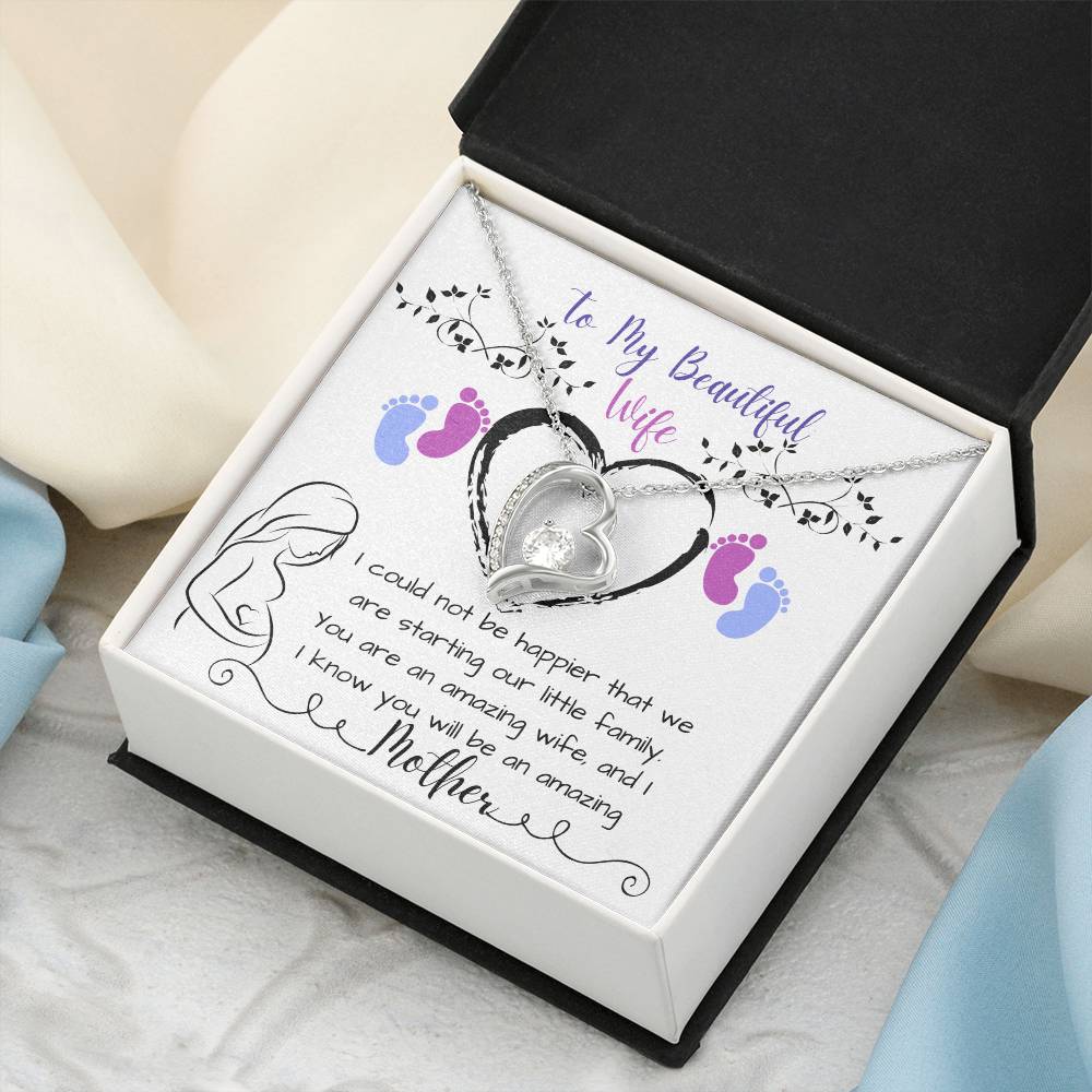 To My Beautiful Wife Soon To Be Mom Forever Love Necklace Forever Love Necklace