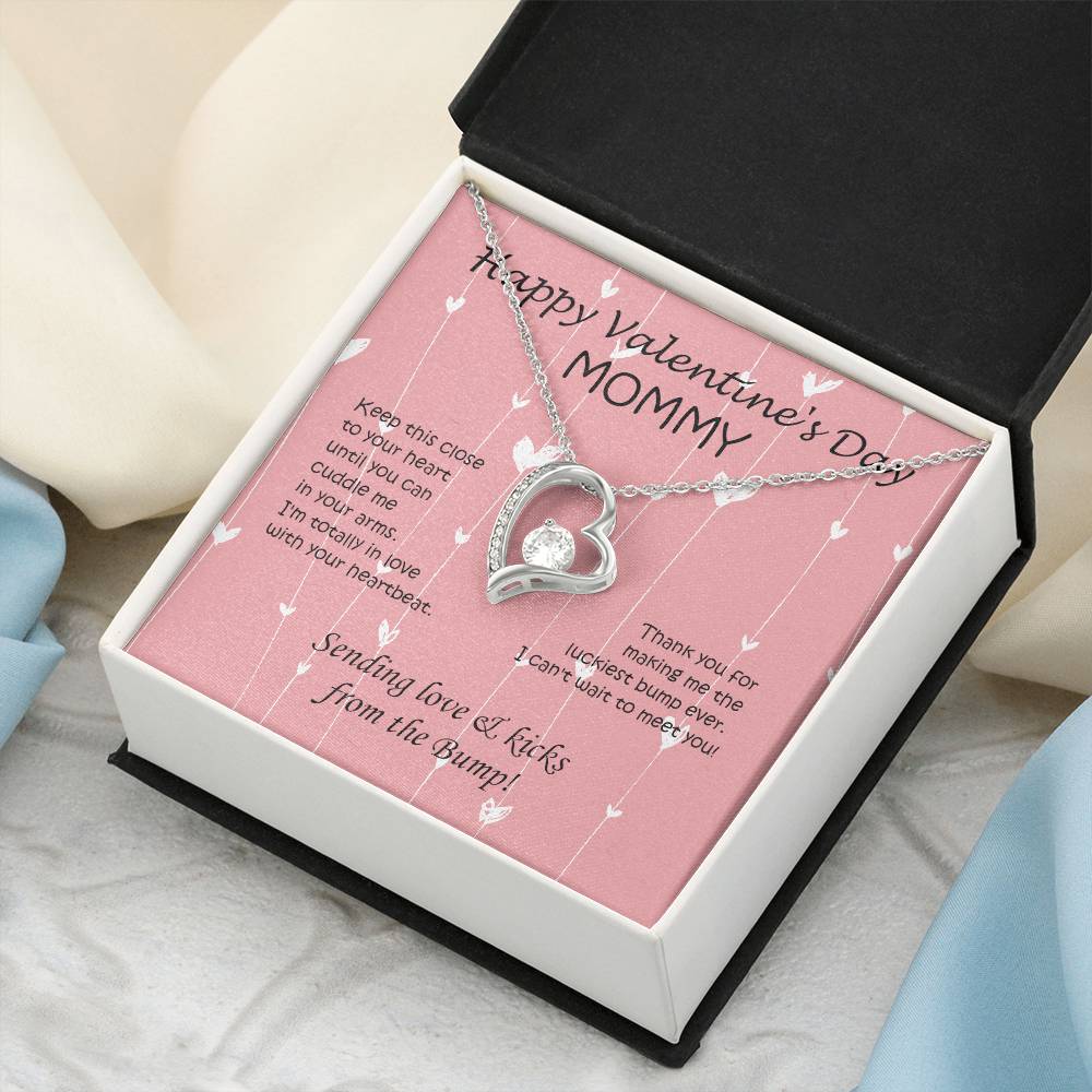 Happy Valentine's Day Mommy To Be Heart 1 Forever Love Necklace