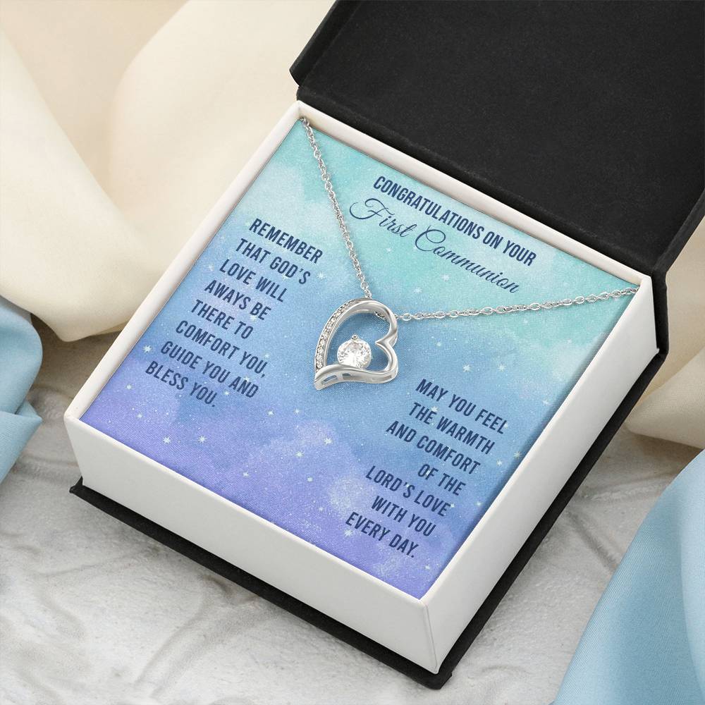 Congratulations On Your First Communion Remember That God&#39;s Love Will Aways Be There To Comfort You Guide You And Bless Necklace Forever Love Necklace